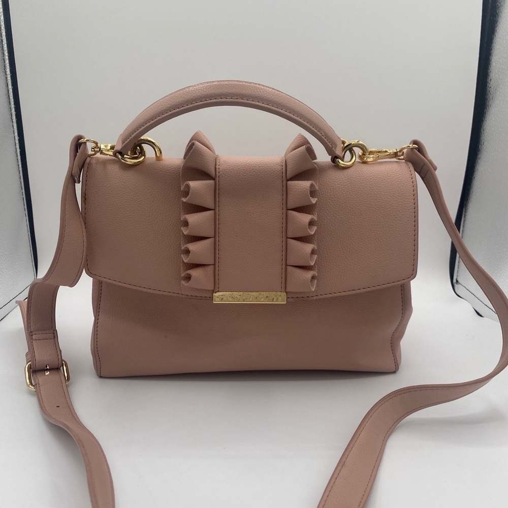 Blush Crossbody Bag with Ruffle Detail - Picture 6 of 11